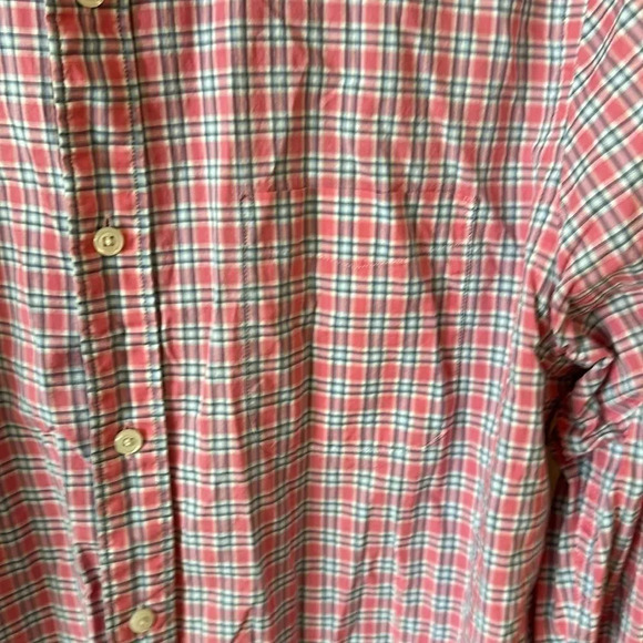 Faherty sz L Movement™ Shirt Classic Fit Blue Coral Plaid, great pre owned cond - Picture 7 of 7